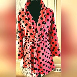 PINK Victoria's Secret VS Robe Polka Dot Woman's Like New Soft XS S Logo Dog